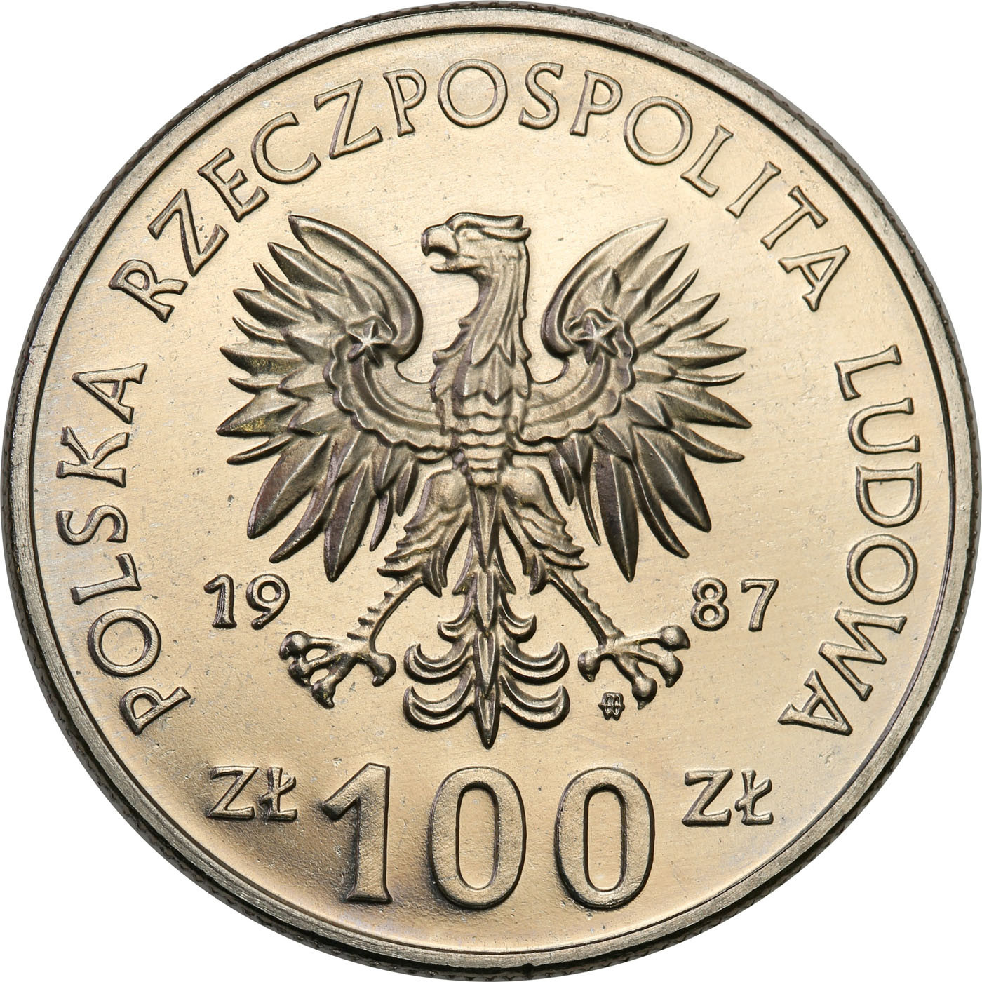 PRL. PRÓBA Nikiel 100 złotych 1987 – Kazimierz Wielki